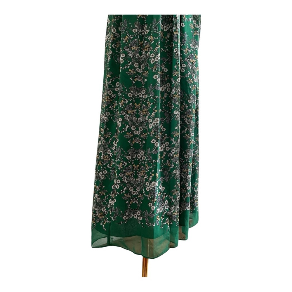Green Floral V-Neck Smocked Waist Maxi Dress - Picture 7 of 8
